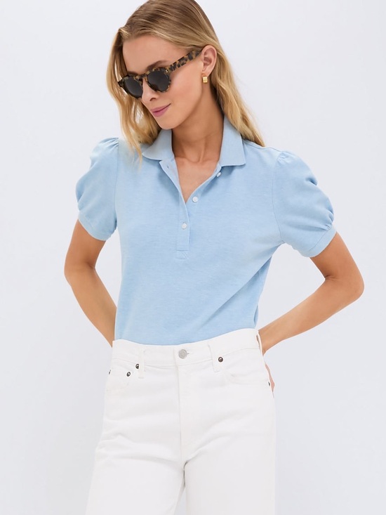 Tuckernuck Tops - Tuckernuck Light Blue Puff-Sleeve Polo Top